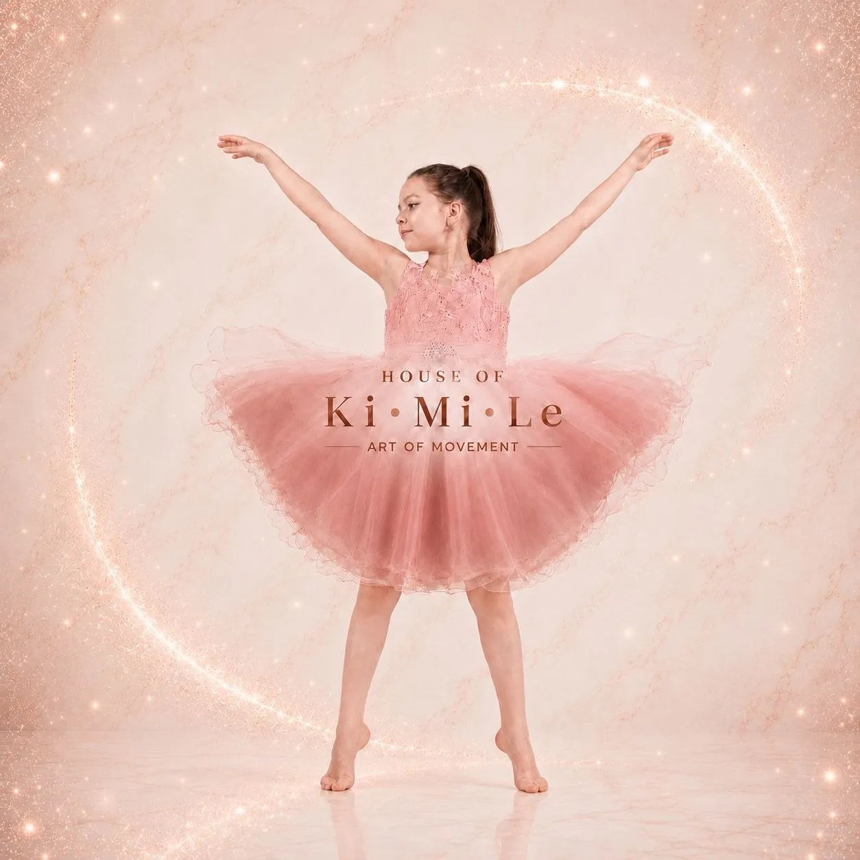 Ballerina in pink surrounded by a sparkle ring